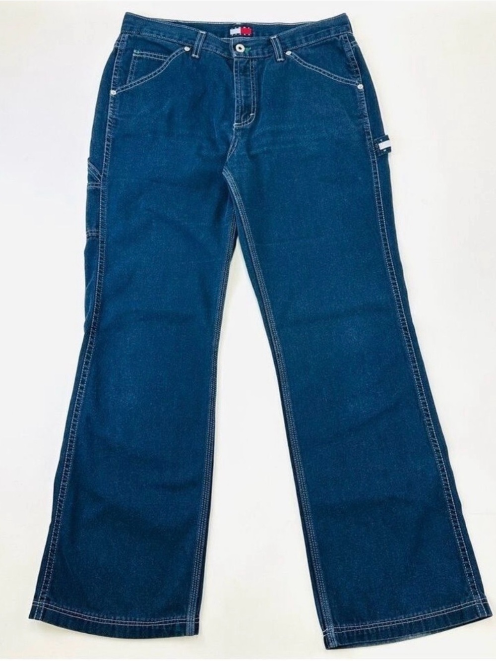 90s Vintage Hilfiger men denim carpenter jeans Size 32in Inseam 31.5in - Picture 16 of 16